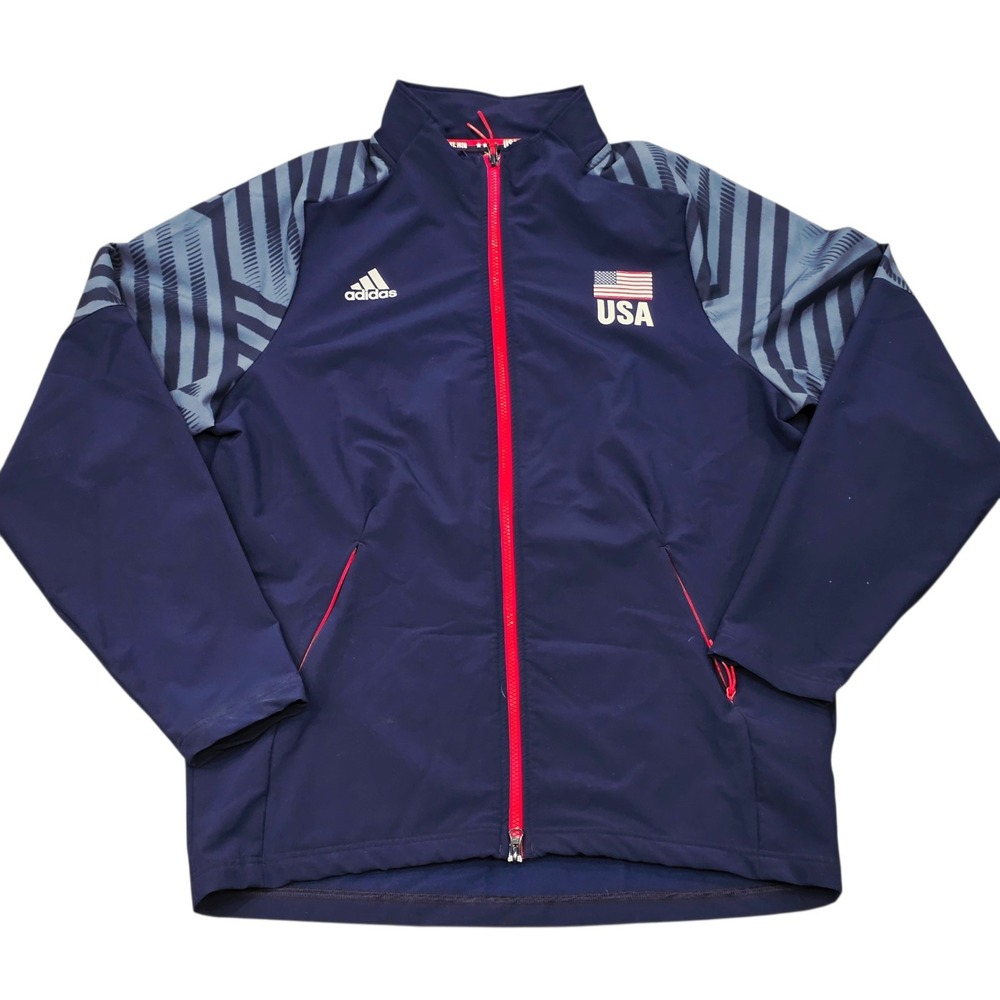 Adidas USA Volleyball Limited Edition Full Zip Warmup Jacket Mens Large Blue